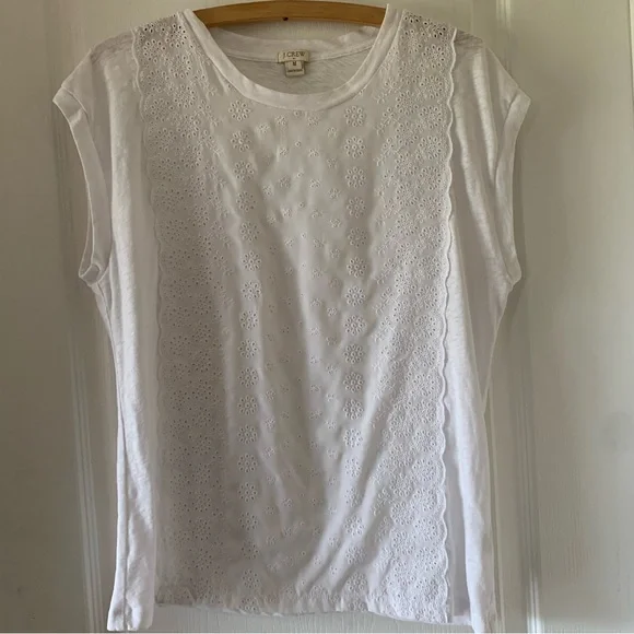 J.Crew white floral eyelet front sleeveless top - Picture 2 of 6